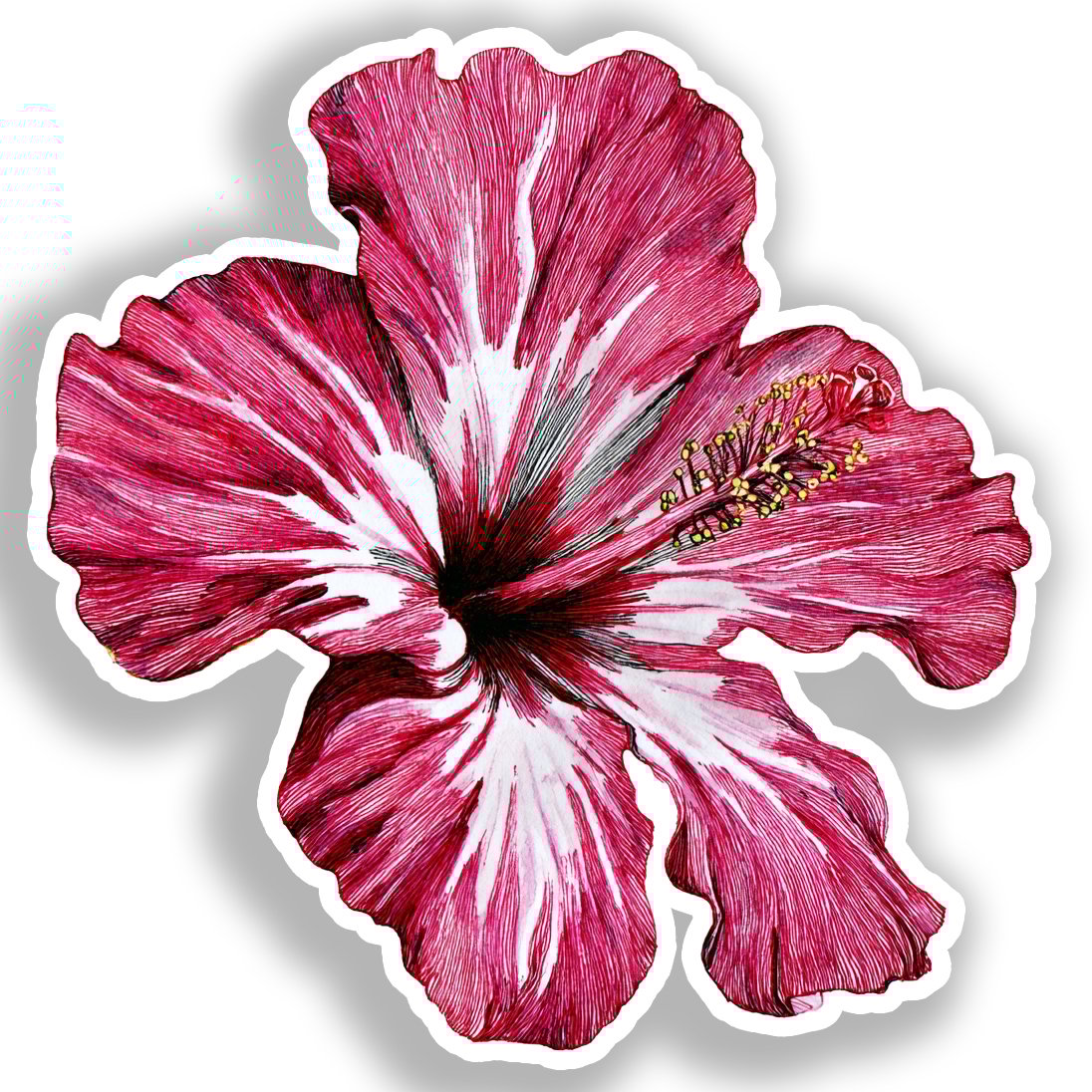 Hibiscus Flower Vinyl Decal Sticker for Car, Laptop, Tumbler and more # A019455-4" x 4"