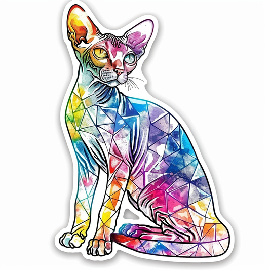 Adorable Cornish Rex Cat Expressive surreal Vinyl Decal Sticker for Car, Laptop, Tumbler and more # F021343-4" x 4"