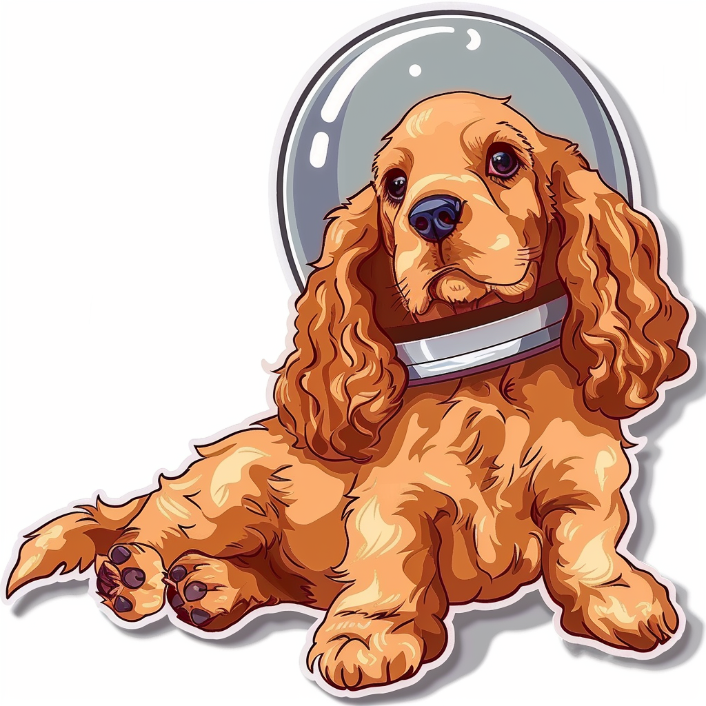 Cute and Adorable Cocker Spaniel Dog Expressive surreal Vinyl Decal Sticker for Car, Laptop, Tumbler and more # F019972-4" x 4"