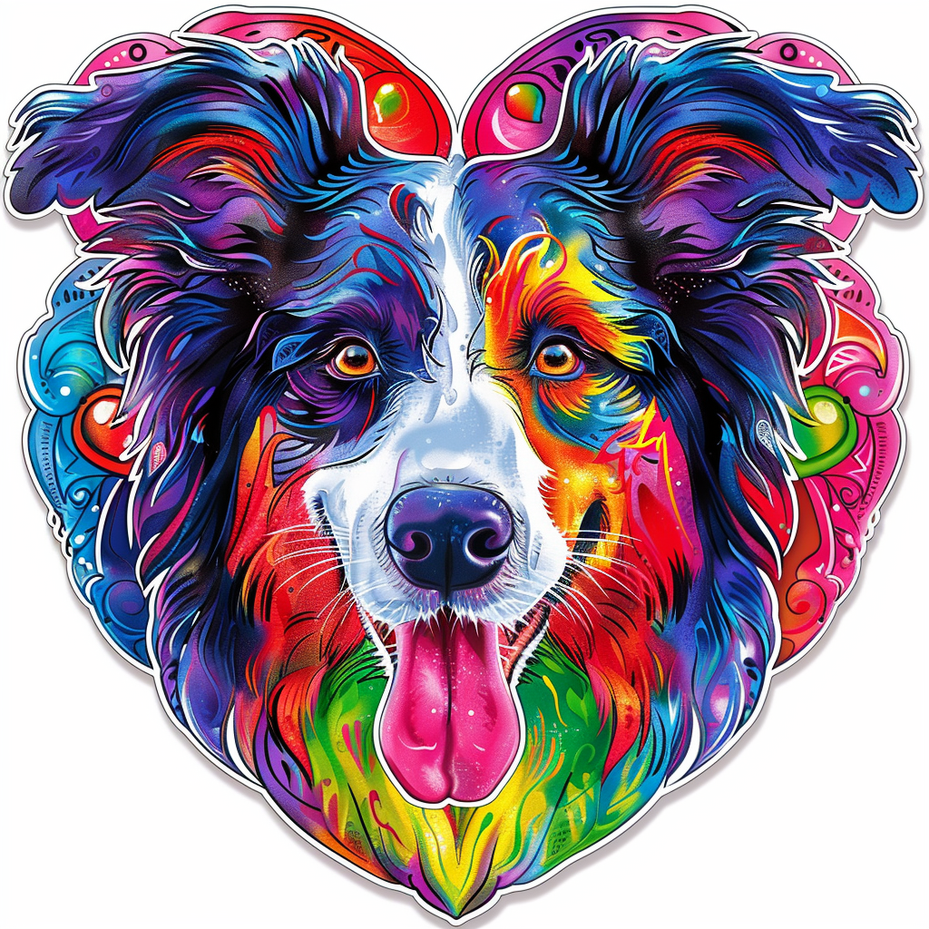Sticker of a Border Collie Dog majestic Expressive surreal Vinyl Decal Sticker for Car, Laptop, Tumbler and more # F021892
