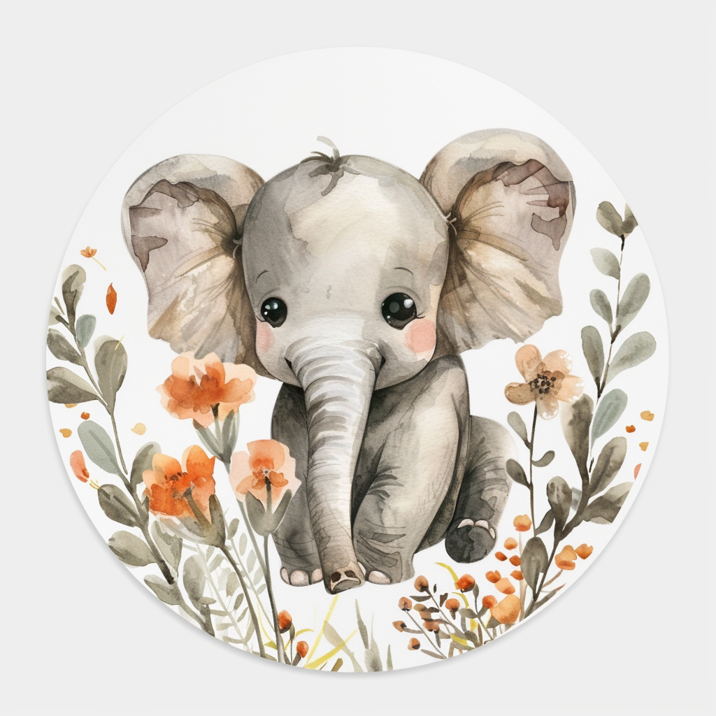 Elephant Expressive surreal Vinyl Decal Sticker for Car, Laptop, Tumbler and more # F022369-4" x 4"