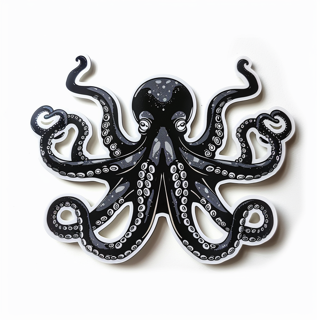 Sticker of a Octopus heartcore majestic Expressive surreal Vinyl Decal Sticker for Car, Laptop, Tumbler and more # F015464