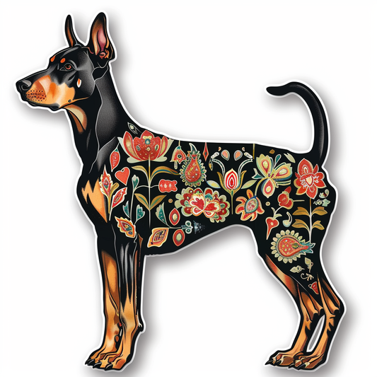Doberman Pinscher Dog majestic Expressive surreal Vinyl Decal Sticker for Car, Laptop, Tumbler and more # F019540-4" x 4"
