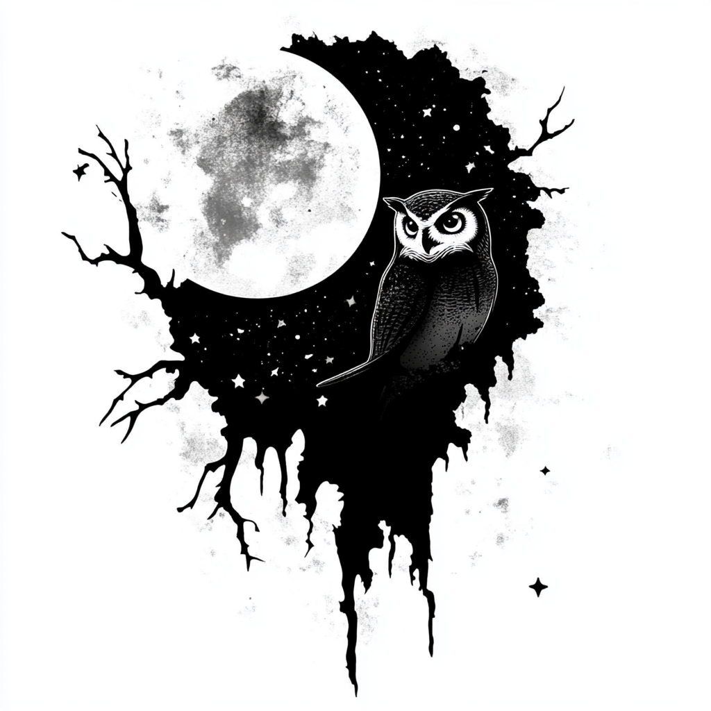 Owl Moon and Stars Vinyl Decal Sticker for Car, Laptop, Tumbler and more # F025774