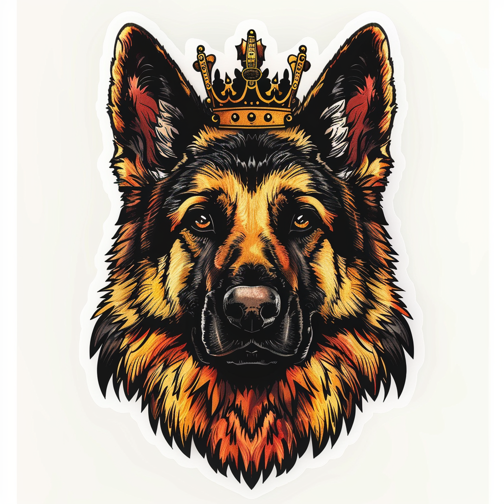 German Shepherd Dog crowned Vinyl Decal Sticker for Car, Laptop, Tumbler and more # F011445