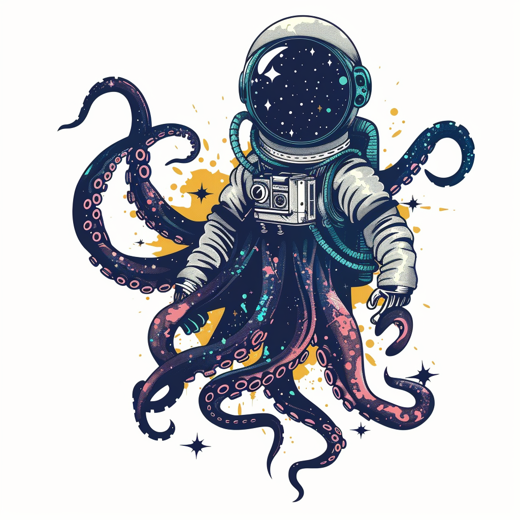 Sticker of an Octopus astronaut majestic Expressive surreal Vinyl Decal Sticker for Car, Laptop, Tumbler and more # F015425