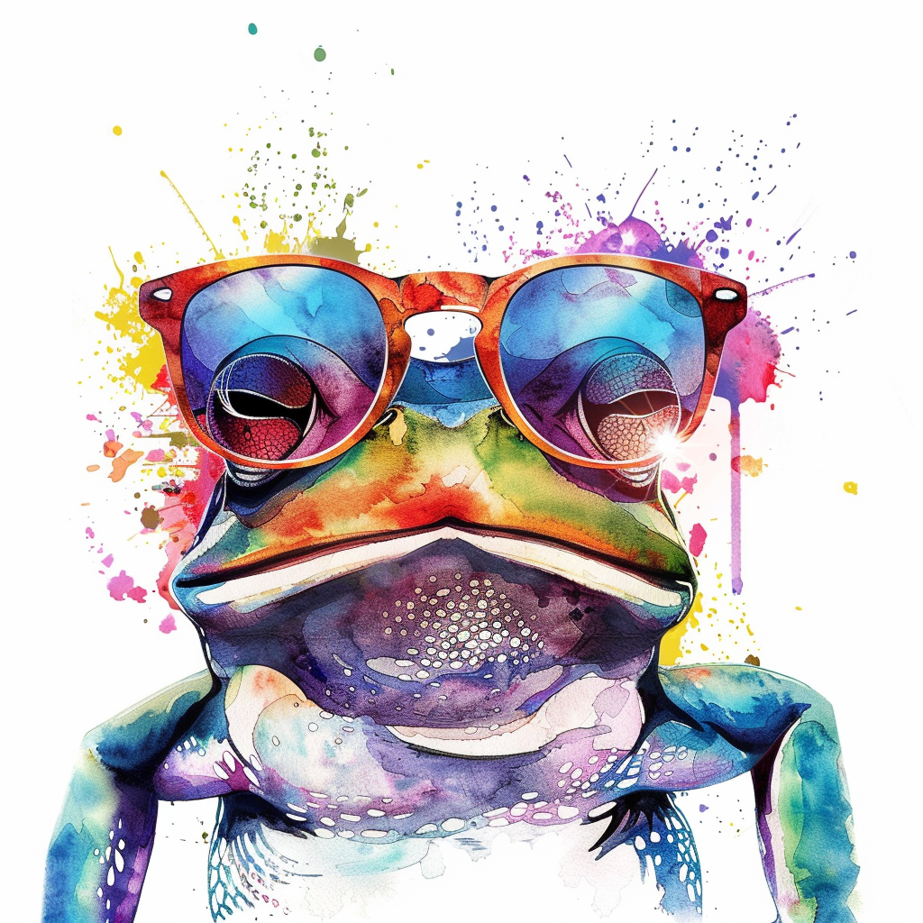 Sticker of a Frog wearing sunglasses majestic Expressive surreal Vinyl Decal Sticker for Car, Laptop, Tumbler and more # F016708