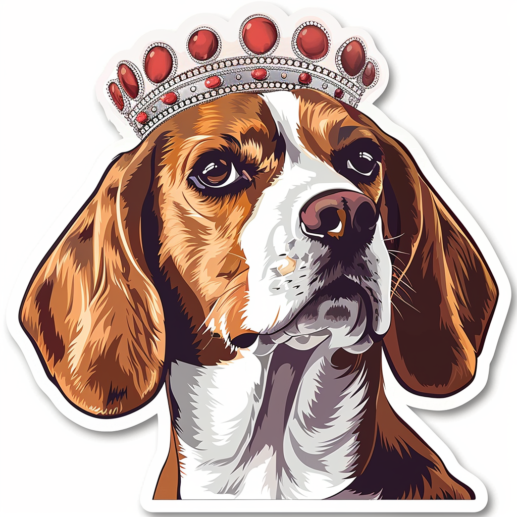 Beagle dog crowned Vinyl Decal Sticker for Car, Laptop, Tumbler and more # F011819