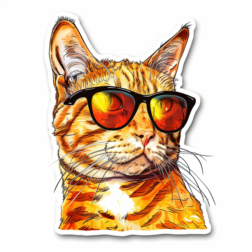 Burmese Cat wearing sunglasses Vinyl Decal Sticker for Car, Laptop, Tumbler and more # F010692