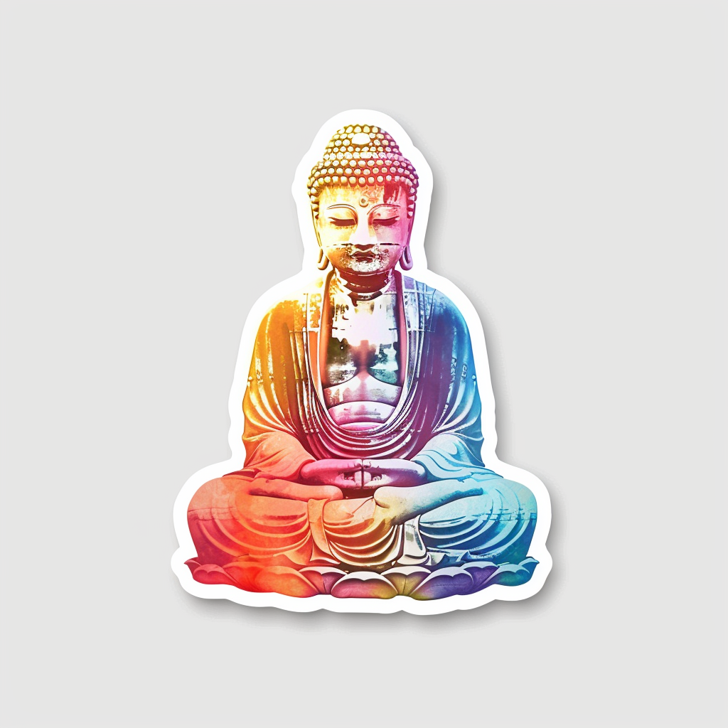 Buddha cartoon majestic Expressive surreal Vinyl Decal Sticker for Car, Laptop, Tumbler and more # F017150