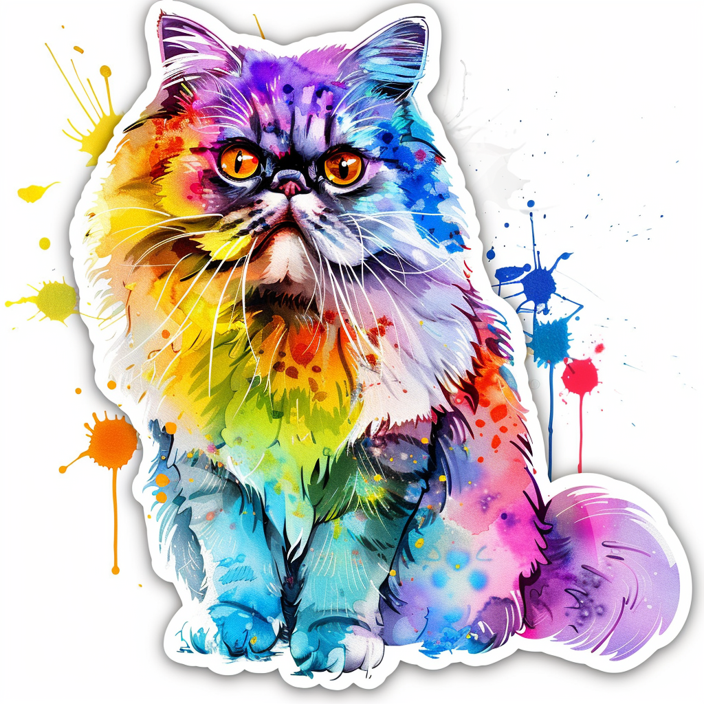 Sticker of a Persian Cat majestic Expressive surreal Vinyl Decal Sticker for Car, Laptop, Tumbler and more # F016307