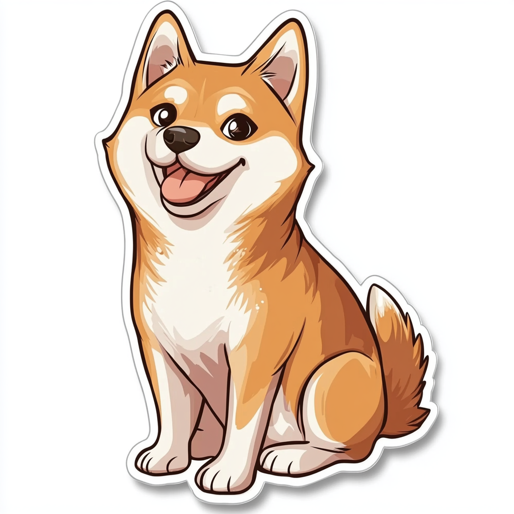 Shiba Inu sticker cartoon style Expressive surreal Vinyl Decal Sticker for Car, Laptop, Tumbler and more # F025829