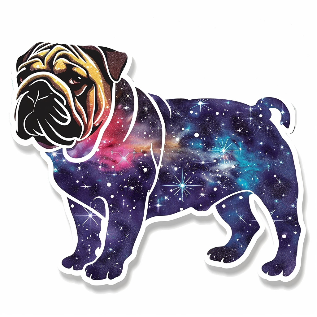 Bulldog Dog galaxy majestic Expressive surreal Vinyl Decal Sticker for Car, Laptop, Tumbler and more # F017497