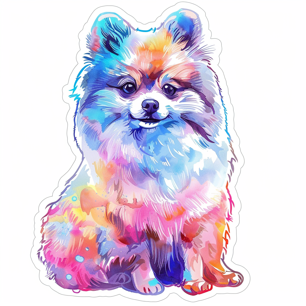 Sticker of a Pomeranian Dog majestic Expressive surreal Vinyl Decal Sticker for Car, Laptop, Tumbler and more # F013787