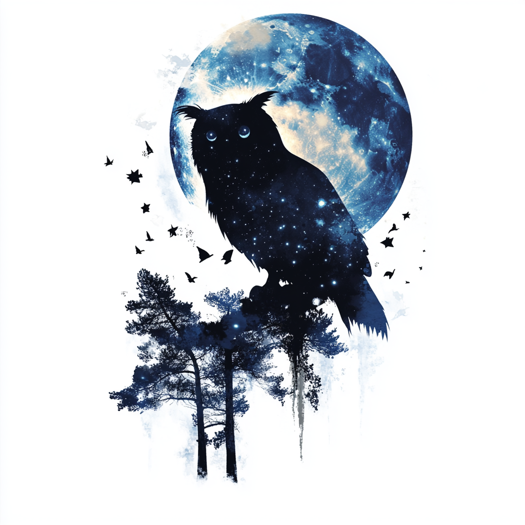 Owl Moon and Stars Vinyl Decal Sticker for Car, Laptop, Tumbler and more # F025740