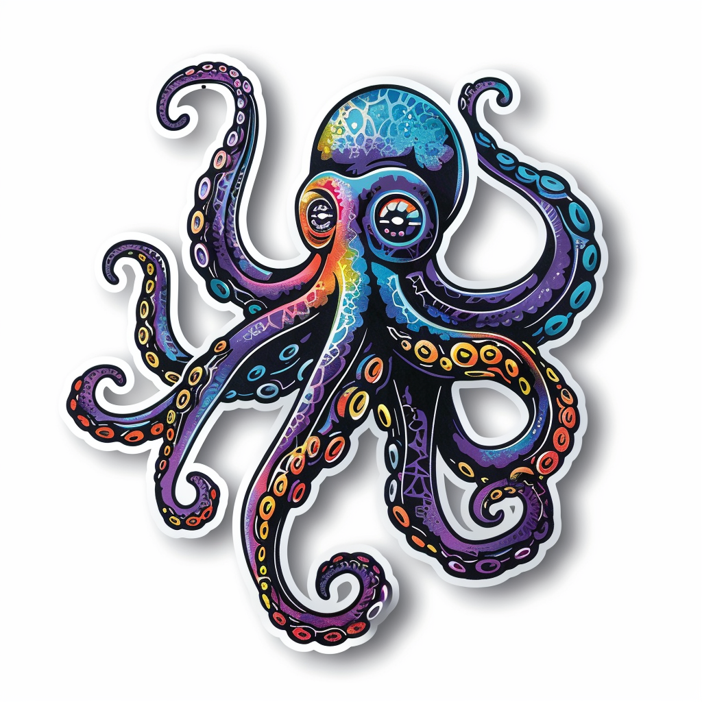 Sticker of a Octopus heartcore majestic Expressive surreal Vinyl Decal Sticker for Car, Laptop, Tumbler and more # F015516
