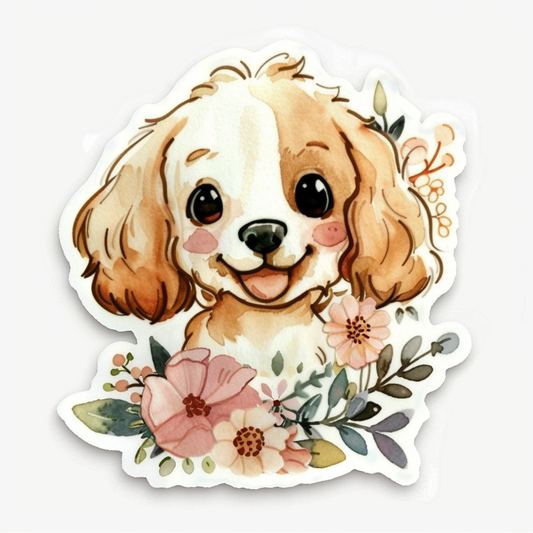 Adorable Cocker Spaniel Dog Expressive surreal Vinyl Decal Sticker for Car, Laptop, Tumbler and more # F020023-4" x 4"