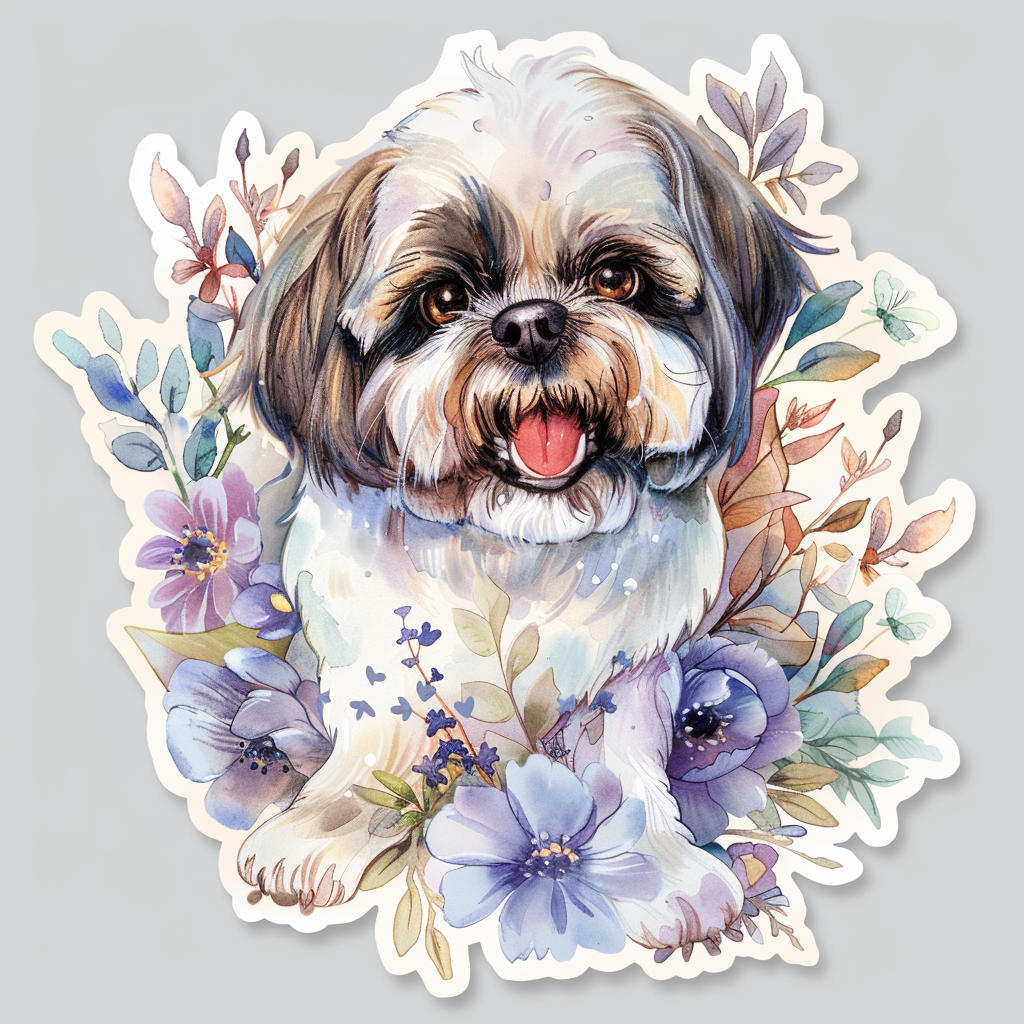 Adorable Shih Tzu Dog Expressive surreal Vinyl Decal Sticker for Car, Laptop, Tumbler and more # F018167