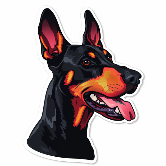Doberman Pinscher Dog majestic Expressive surreal Vinyl Decal Sticker for Car, Laptop, Tumbler and more # F019518-4" x 4"
