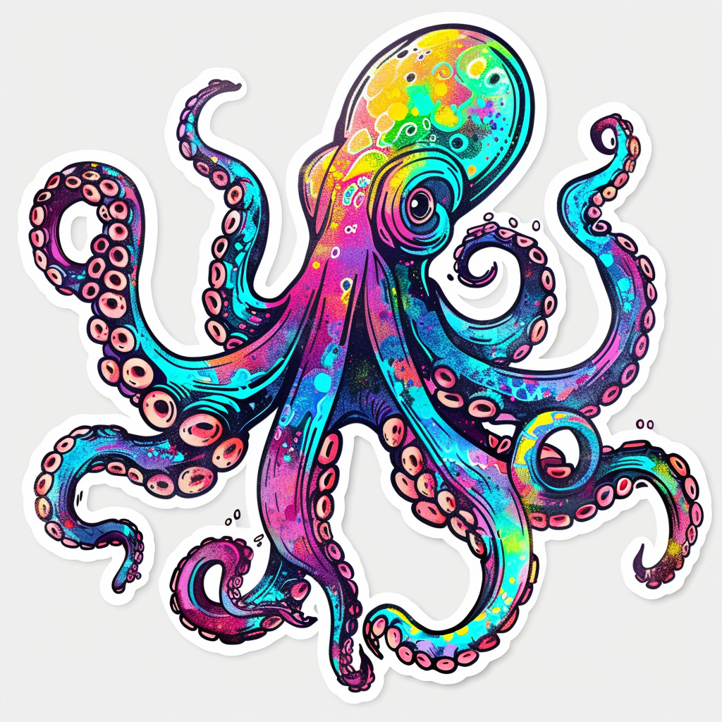 Sticker of an Octopus astronaut majestic Expressive surreal Vinyl Decal Sticker for Car, Laptop, Tumbler and more # F015689