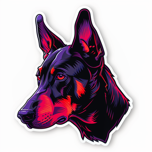Doberman Pinscher Dog cyber punk Expressive surreal Vinyl Decal Sticker for Car, Laptop, Tumbler and more # F019457-4" x 4"