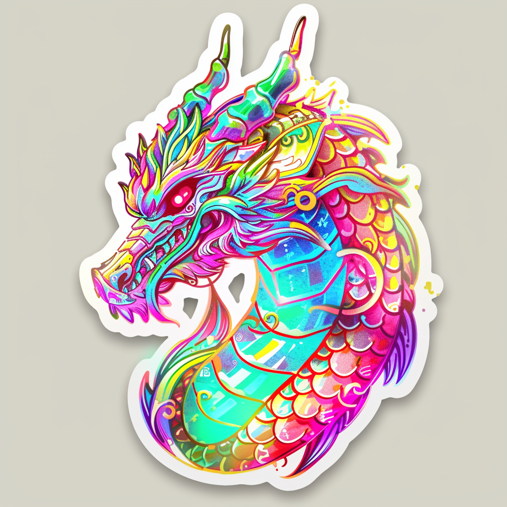 Sticker of a Dragon cyber punk majestic Expressive surreal Vinyl Decal Sticker for Car, Laptop, Tumbler and more # F019172