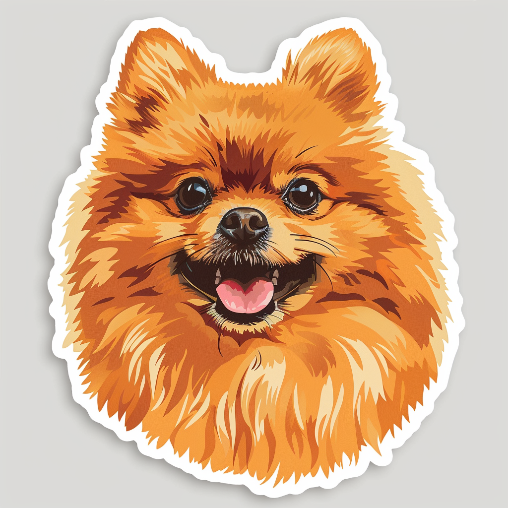 Sticker of a Pomeranian Dog majestic Expressive surreal Vinyl Decal Sticker for Car, Laptop, Tumbler and more # F013817