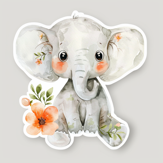 Elephant Expressive surreal Vinyl Decal Sticker for Car, Laptop, Tumbler and more # F022371-4" x 4"