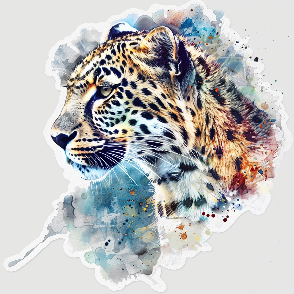 Leopard majestic Expressive surreal Vinyl Decal Sticker for Car, Laptop, Tumbler and more # F022474
