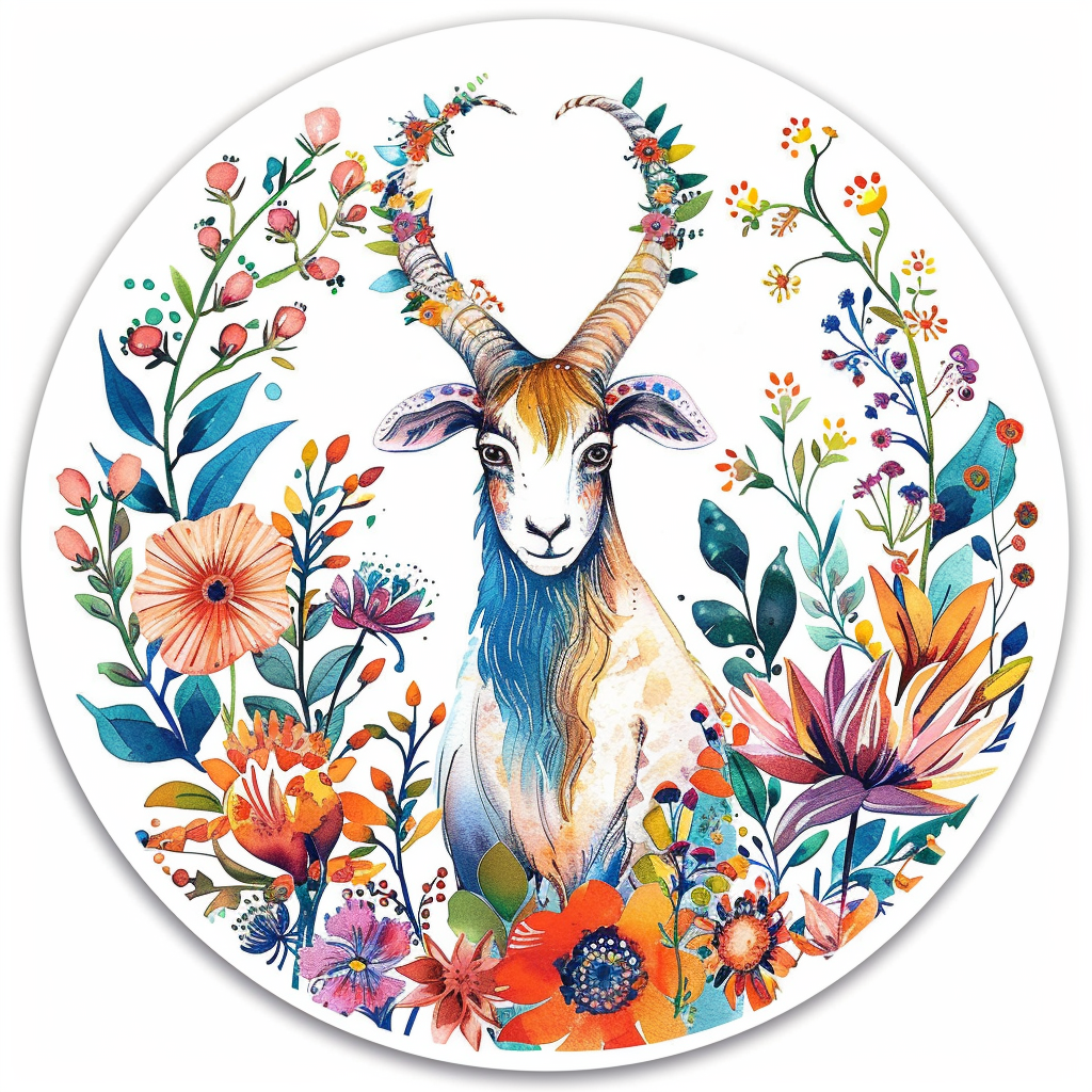 Goat majestic Expressive surreal Vinyl Decal Sticker for Car, Laptop, Tumbler and more # F020520-4" x 4"
