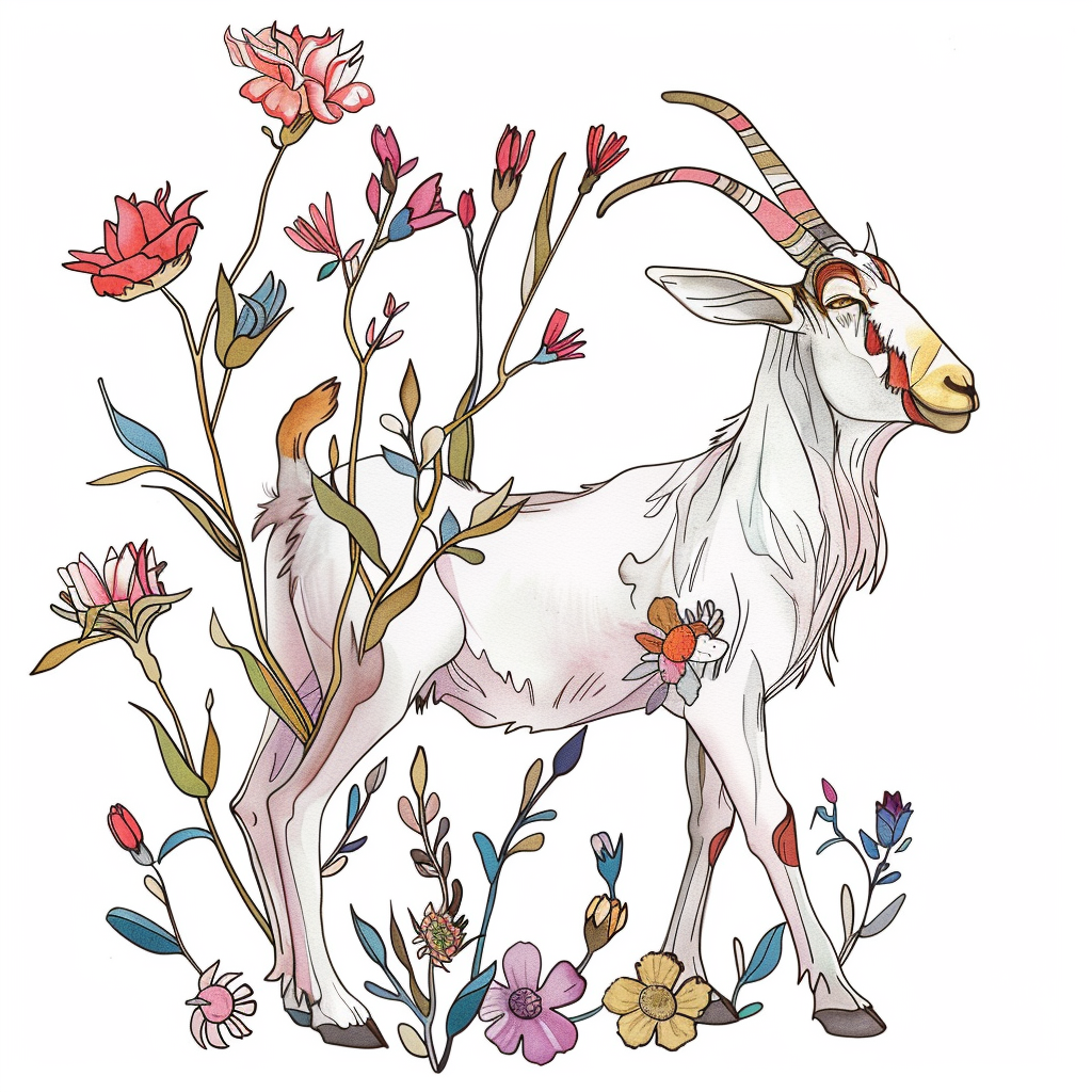 Goat majestic Expressive surreal Vinyl Decal Sticker for Car, Laptop, Tumbler and more # F020573-4" x 4"