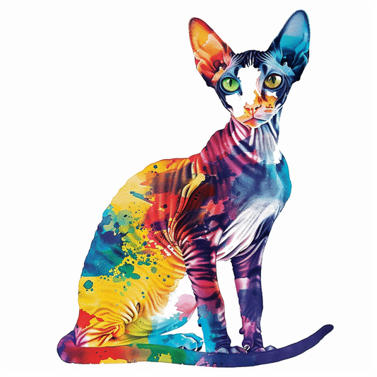 Adorable Cornish Rex Cat Expressive surreal Vinyl Decal Sticker for Car, Laptop, Tumbler and more # F021352-4" x 4"