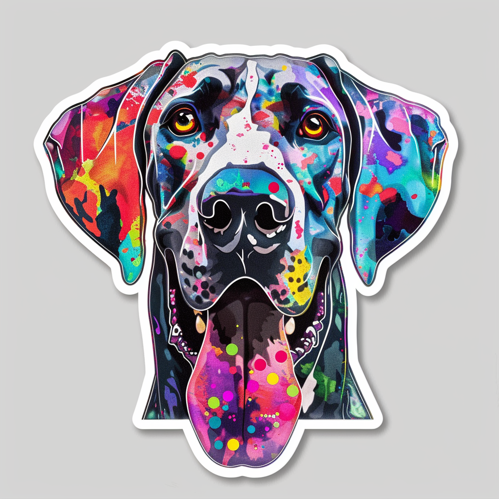 Adorable Great Dane Dog Expressive surreal Vinyl Decal Sticker for Car, Laptop, Tumbler and more # F017959