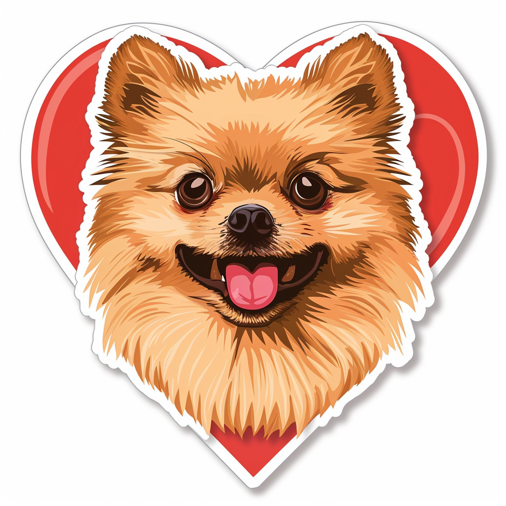 Sticker of a Pomeranian Dog majestic Expressive surreal Heartcore Vinyl Decal Sticker for Car, Laptop, Tumbler and more # F013989