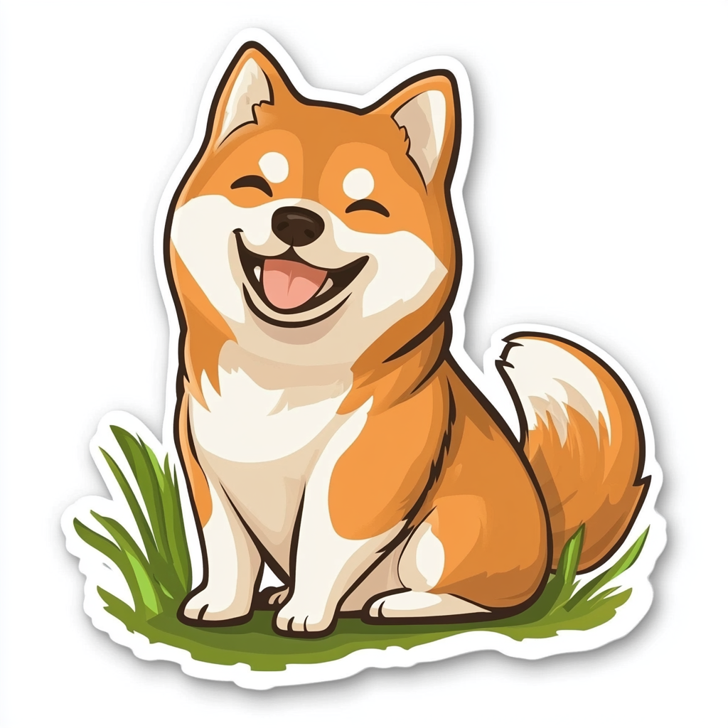 Shiba Inu sticker cartoon style Expressive surreal Vinyl Decal Sticker for Car, Laptop, Tumbler and more # F025822