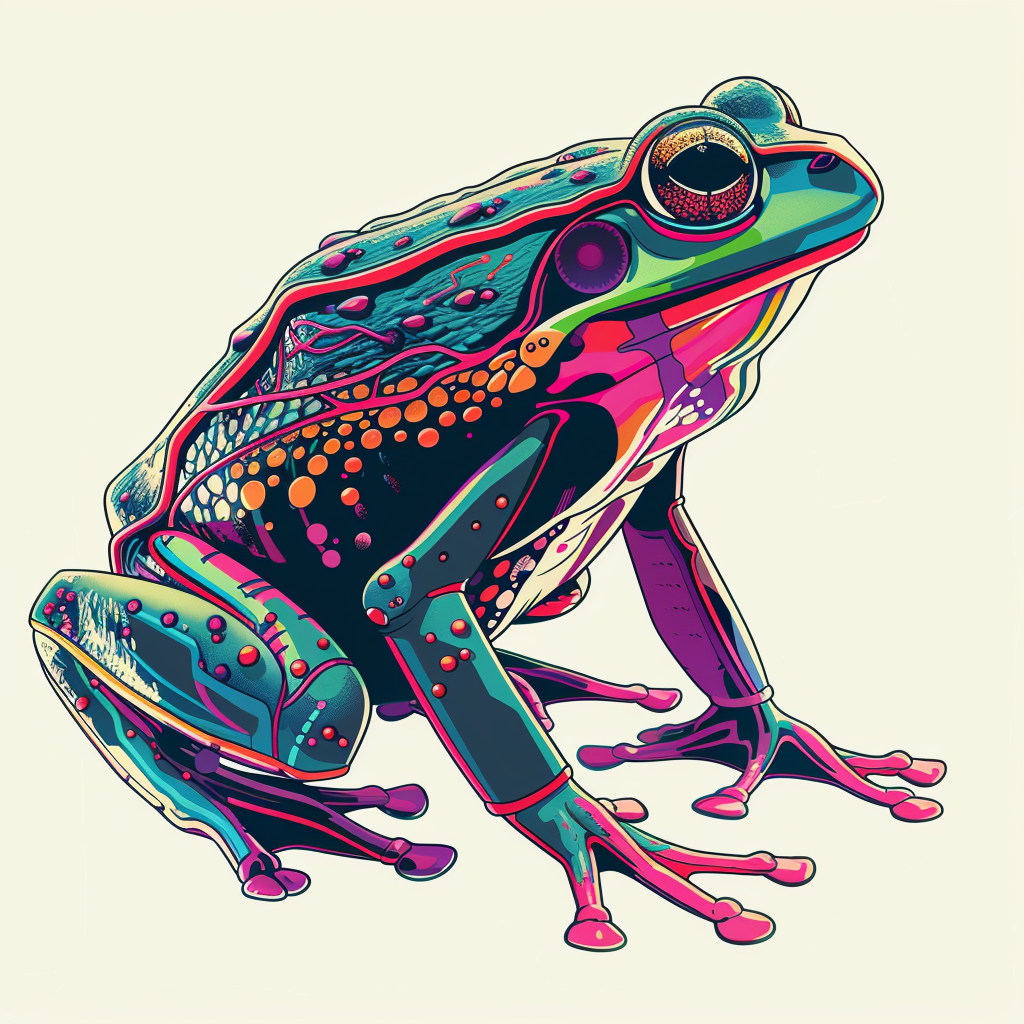 Sticker of a Frog cute and adorable Expressive surreal Vinyl Decal Sticker for Car, Laptop, Tumbler and more # F016743