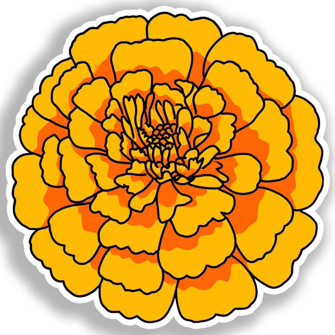 Marigold Flower Vinyl Decal Sticker for Car, Laptop, Tumbler and more # A019386-4" x 4"