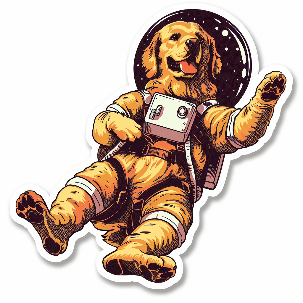 Golden Retriever Dog astronaut Vinyl Decal Sticker for Car, Laptop, Tumbler and more # F010490