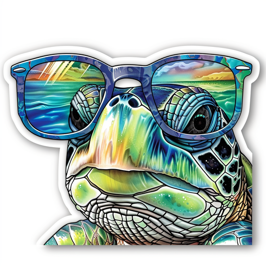 turtle majestic Expressive surreal Vinyl Decal Sticker for Car, Laptop, Tumbler and more # F021953-4" x 4"