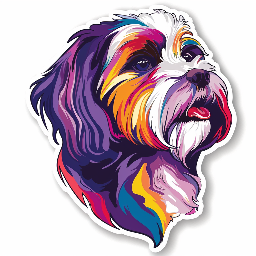 Adorable Shih Tzu Dog Expressive surreal Vinyl Decal Sticker for Car, Laptop, Tumbler and more # F018521