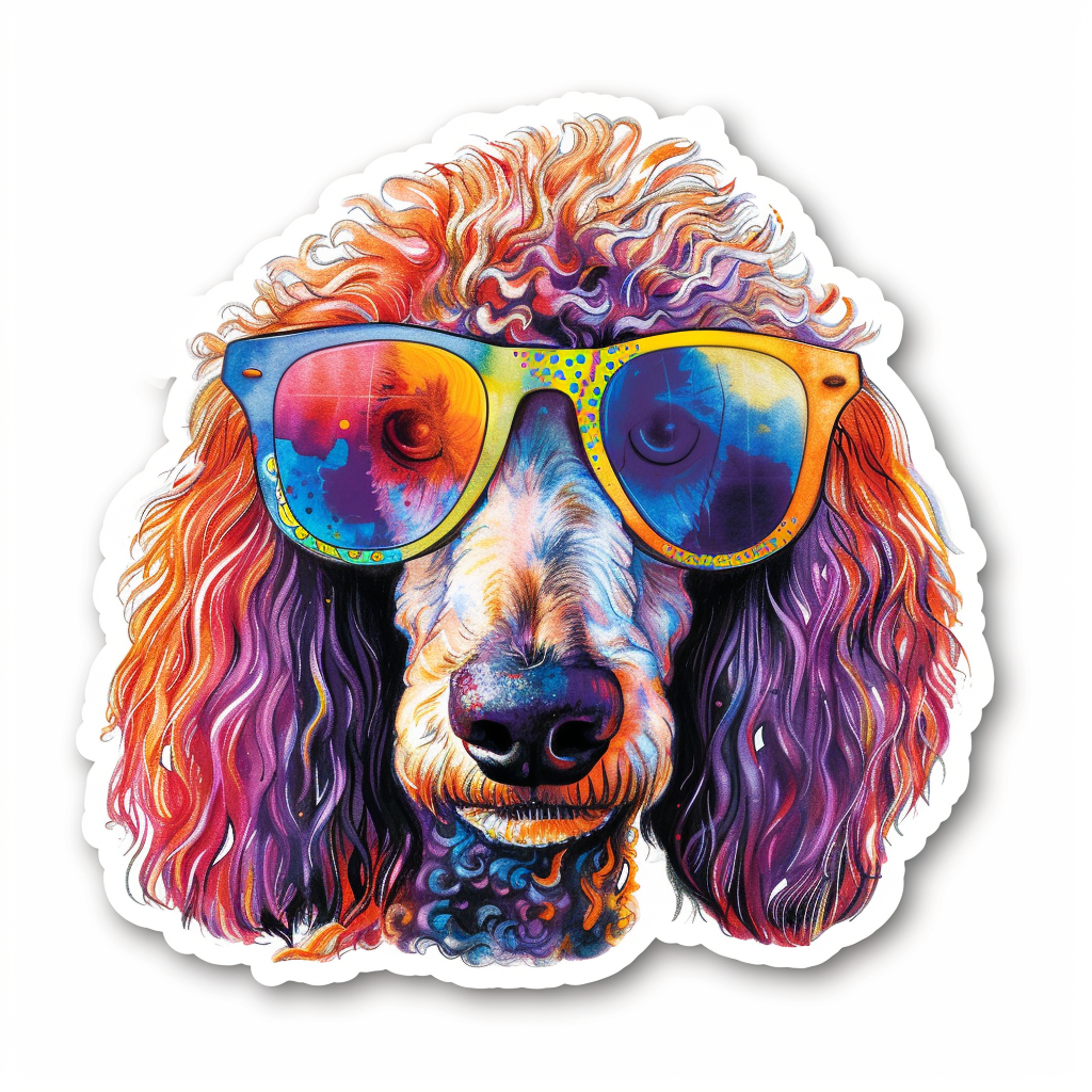 Poodle Dog wearing sunglasses Vinyl Decal Sticker for Car, Laptop, Tumbler and more # F012441