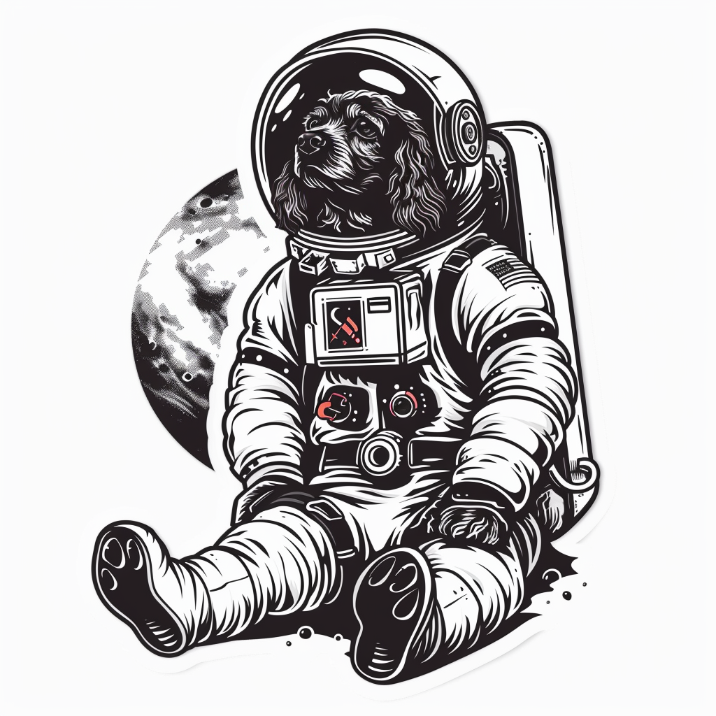 Sticker of a Cocker Spaniel Dog astronaut majestic Expressive surreal Vinyl Decal Sticker for Car, Laptop, Tumbler and more # F020187