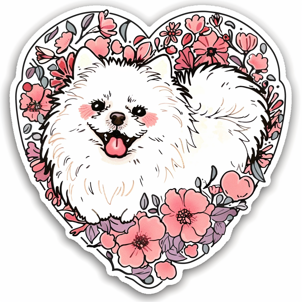 Sticker of a Pomeranian Dog majestic Expressive surreal Heartcore Vinyl Decal Sticker for Car, Laptop, Tumbler and more # F014134