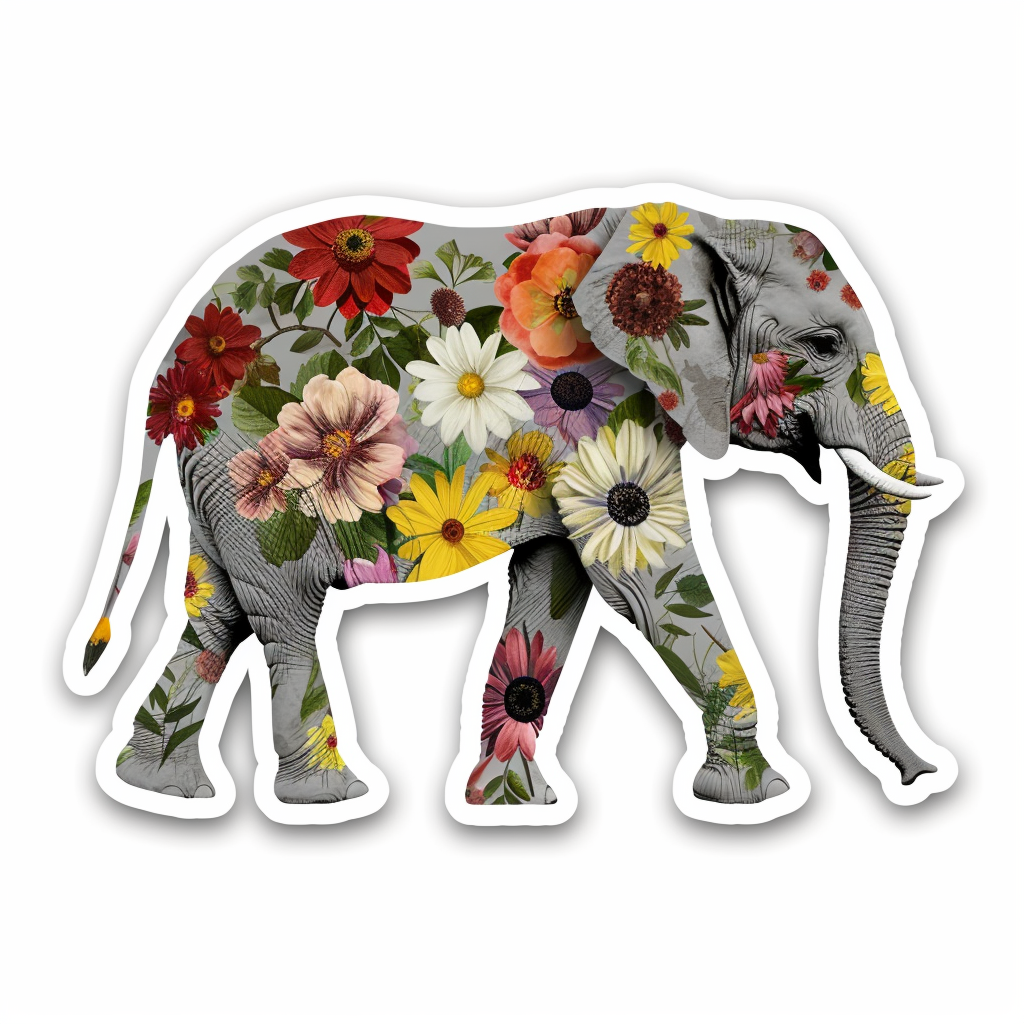 Elephant Expressive surreal Vinyl Decal Sticker for Car, Laptop, Tumbler and more # F022285-4" x 4"