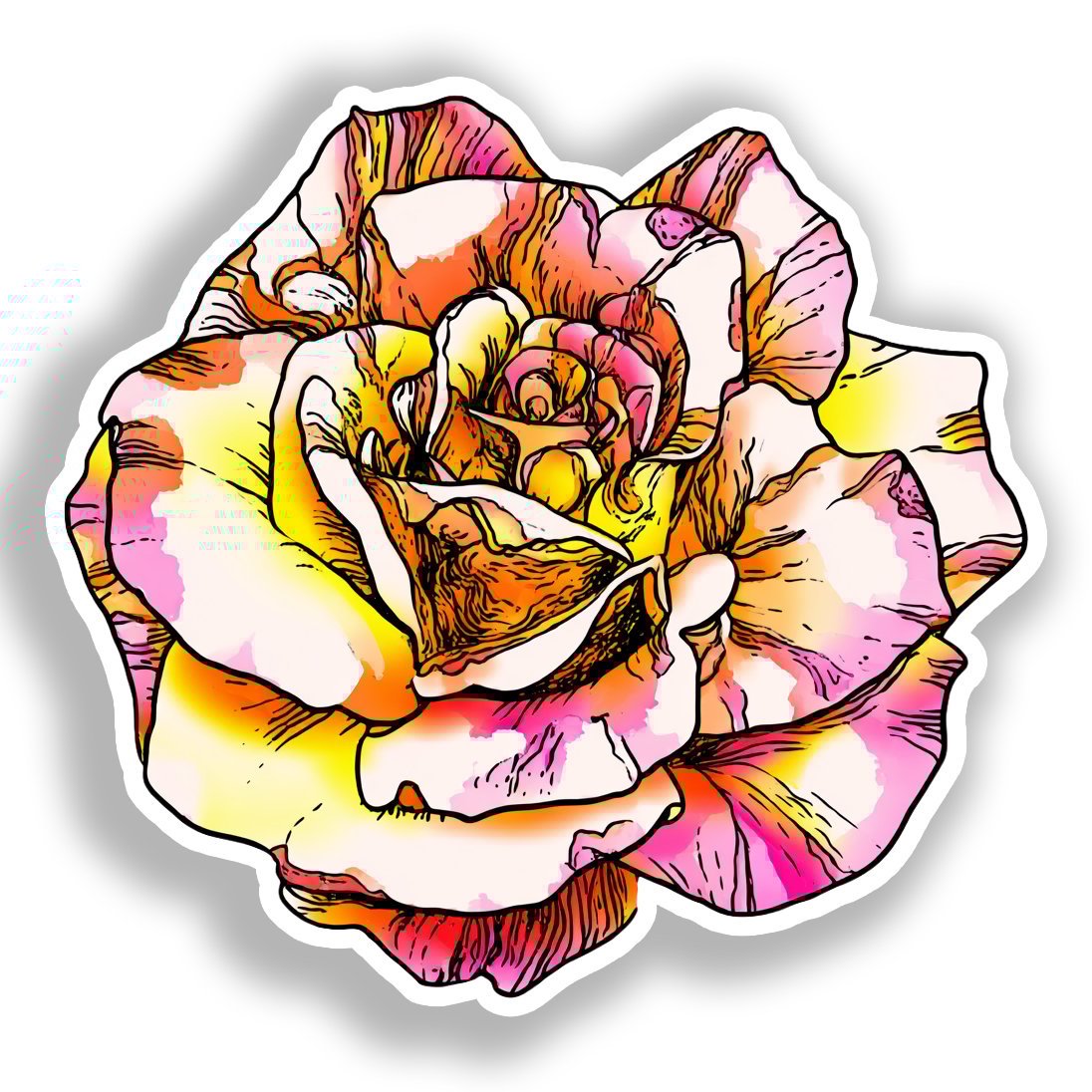Rose Flower Vinyl Decal Sticker for Car, Laptop, Tumbler and more # A019232-4" x 4"