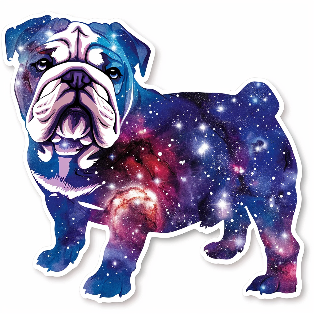 Bulldog Dog galaxy majestic Expressive surreal Vinyl Decal Sticker for Car, Laptop, Tumbler and more # F017485