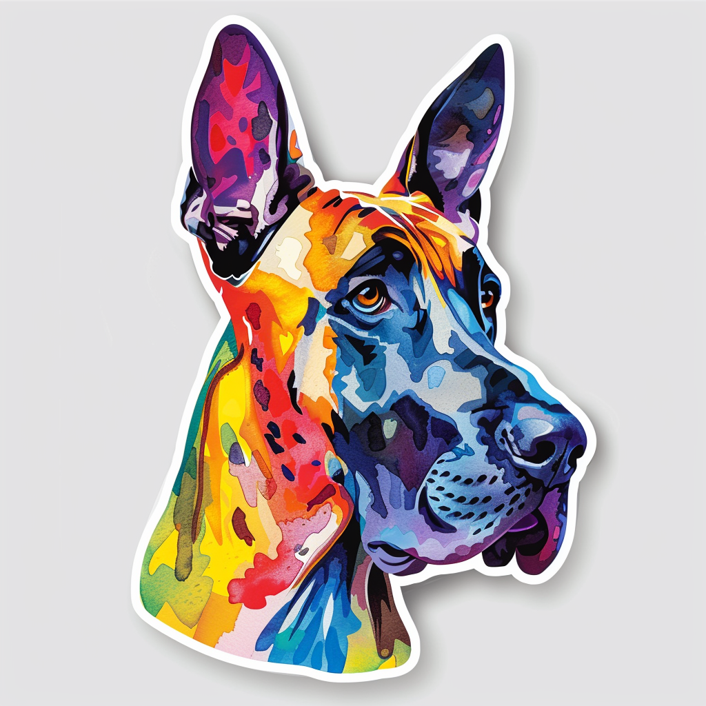 Adorable Great Dane Dog Expressive surreal Vinyl Decal Sticker for Car, Laptop, Tumbler and more # F017862