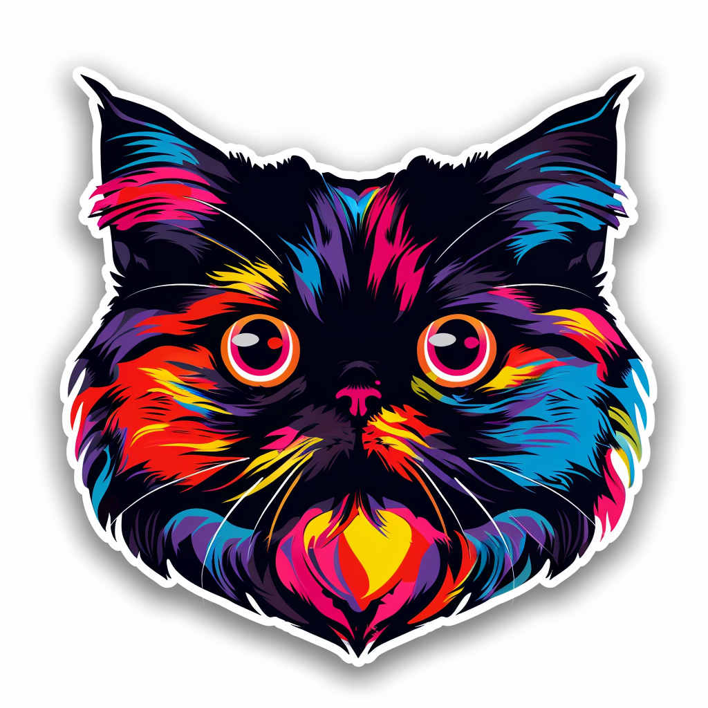 Sticker of a Persian Cat Expressive surreal Vinyl Decal Sticker for Car, Laptop, Tumbler and more # F016338