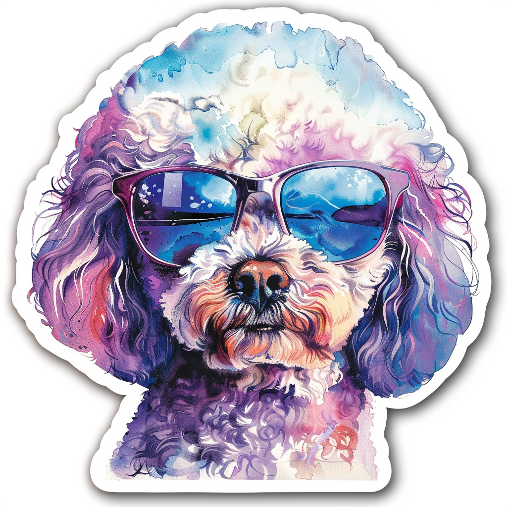 Poodle Dog wearing sunglasses Vinyl Decal Sticker for Car, Laptop, Tumbler and more # F012443