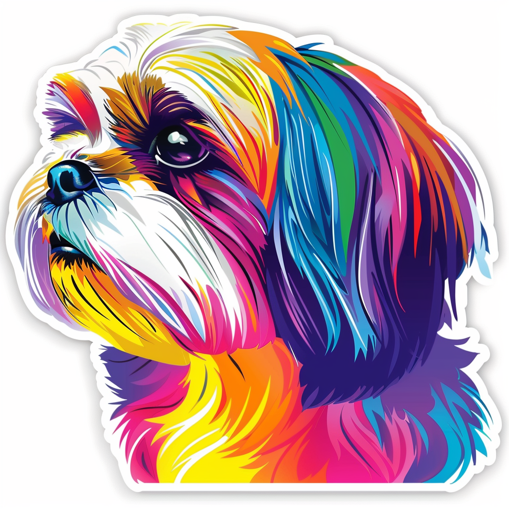 Adorable Shih Tzu Dog Expressive surreal Vinyl Decal Sticker for Car, Laptop, Tumbler and more # F018538
